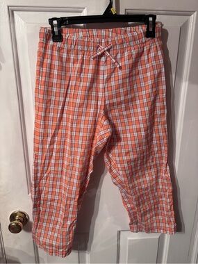 La Vie en Rose Orange Plaid Capri Pajama Pants